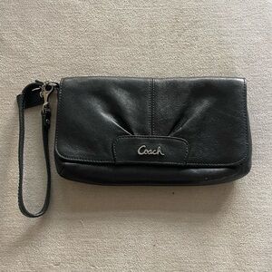 Coach Black Leather Wristlet